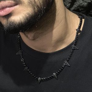 Collane con ciondolo Iced Out Hip Hop Men Boy Jewelry Prong Set 5A Cubic Zirconia Spike Colore nero CZ Collana con catena da tennis