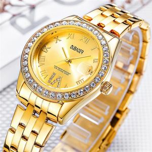 Wristwatches Fashion Women Watch OUBAOER Diamond Analog Display Stainless Steel Quartz Bayan Saat Good Gift Ladies