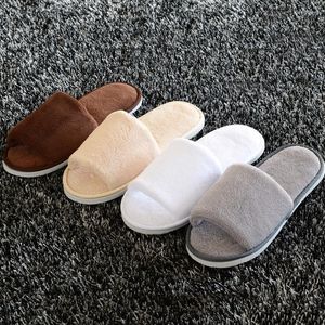 Slippers Women/Men Fleece Solid Color Coral Soft Non-disposable Home Hospitality Party Gifts For El Guests