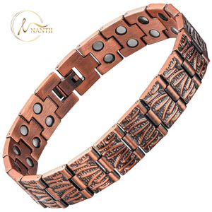 Chain Men Vintage 9995% Pure Copper Pain Relief Armband Double Row Ultra Strength Magnet Therapy Health Care Hand Jewellry 230511