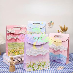 Gift Wrap Small-Large Oil Painting Bags With Flip Handles Quality Paperboard DIY Packaging For Cookies Cosmetics Perfumes Storage