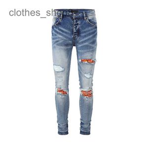 Tasarımcı kot erkek jean amirres denim mens pantolon erkekler yeni sıkı oturan yüksek cadde markası yırtılmış pantolon giyim jzuu