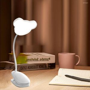 Lampade da tavolo Lampada da scrivania a LED per cartoni animati Protezione per gli occhi ricaricabile tramite USB Dimmerabile Clip da lettura flessibile a collo di cigno a 360 °