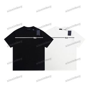 Xinxinbuy Men Designer Tee T Shirt 23ss Stripe Print Milan krótkie rękawowe bawełniane kobiety szare białe czarne xs-xl