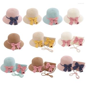 Wide Brim Hats Toddler Beach Straw Hat And Purse Set For Summer Vacations Outdoor Wearing