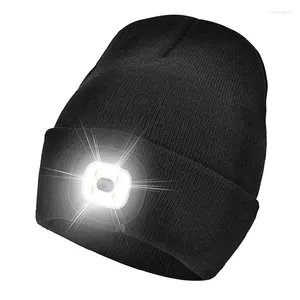 Berets unisex LED Beanie kapelusz z lekkimi prezentami dla mężczyzn tata ojciec do ładowania nasadki USB