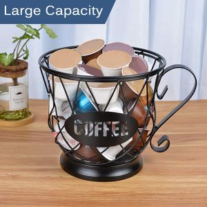 Storage Baskets Universal Coffee Capsule Cup Vintage Pod Organizer Holder Black For Home Cafe el Dropship 230510