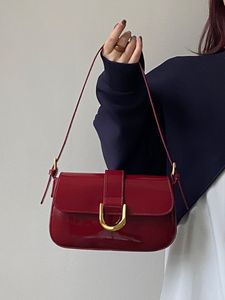 Kvällspåsar xiuya vintage lackerat läder underarm axelväska våren trendyol röd messenger väska för kvinnor allmatch casual mynt handväska 230511