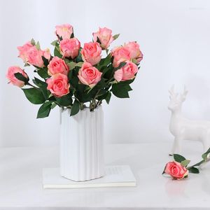 Fiori decorativi Bocciolo di rosa artificiale Rose finte singole Decorazioni da giardino per la casa Seta Rosa VIVID Decorazione floreale conchiglia Forniture per feste di nozze
