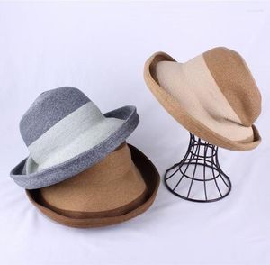 Wide Brim Hats 202304-2509139 Chic Summer Natural Folds Fishing Sun Protection Can Fold Cap Men Women Leisure Hat