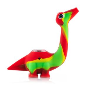 Neueste bunte Silikon-Bong-Rohre, Dino-Dinosaurier-Form, tragbar, abnehmbar, umwandelbares Glas, Einloch-Filterschale, trockene Kräuter, Tabak, Zigarettenspitze, Rauchrohr, DHL