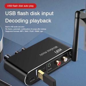 5.1 T01 Bluetooth -mottagare RCA -adapter Digital till analog fiberkoaxial ljudkonverterare U Disk Playback