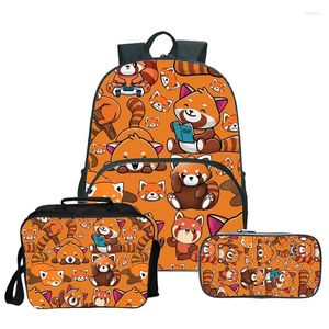 Rucksack Lustiger roter Panda 3D-gedruckter Teenager-Cosplay-Tagesrucksack für Jungen und Mädchen, Lunchtasche, Drop-Reisetaschen, Schule, Laptop