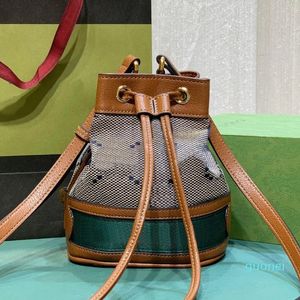 2023 Bucket Bag Crossbody Handbags Women Shoulder Bags Canvas Leather Letter Drawstring Binding Cell Phone Pocket Gold Hardware Adjustable Strap Tote Purse