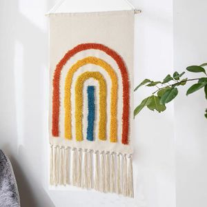 Garden Decorations Home Boho Decor Macrame Cotton Tassel Handmade Woven Wall Hanging Tapestry Geometric Canvas Art Bakgrundsduk 230511