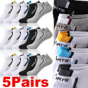 Meias esportivas 5Pairs/lote de alta qualidade Sport Meias de desodorante respirável Meias de tubo curto primavera Summer Sumk fino de algodão Sox tamanho 38-46 P230511