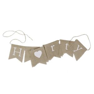 Party Decoration Hen Hessian Bunting Banner Rustic Bridal Shower