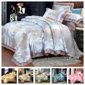 Bedding Sets Luxury 234pcs cetim Jacquard Conjunto de capa de edredão de alta qualidade Conjuntos 1 colcha 12 travesseiros gêmeos que rainha completa rei 230510