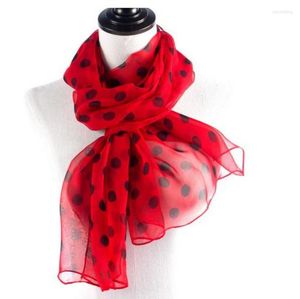 Schals Frühling und Herbst Georgette Polka Dot leuchtend rote Damen dünne Chiffon lange Sonnenschutzschals