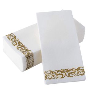 Masa peçete 50pcs kağıt tek kullanımlık S 30*40cm Yumuşak Altın Baskı Dekoratif Akşam Yıldönümü Düğün Evi El Dekor 230511