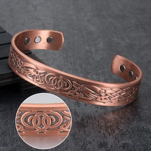 Charm Bracelets Vinterly Viking for Women Energy Pure Copper Magnetic Bracelet Male Unisex Vintage Adjustable Cuff Bangles Jewelry 230511