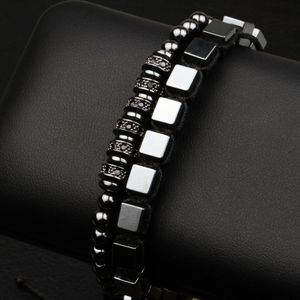 2 pezzi nuovi uomini classici da donna set braccialetto moda quadrato ematite onda braccialetto e micro impostazione accessori per gioielli di alta qualità