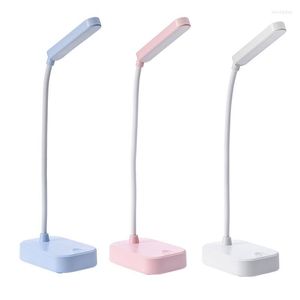 Tischlampen LED-Schreibtischlampe Batteriebetriebene Leseaugenschutz Studie Nachtlicht Weiß Rosa Buchlichter für Schlafzimmer