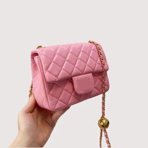 17CM Classic Mini Flap Crush Ball Bags Square Candy Colors Quilted Matelasse Chains Adjustable Shoulder Strap Gold Metal Hardware Designer Luxury Handbags