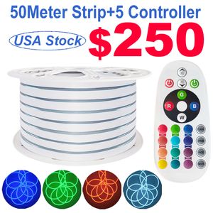 RGB LED Strip Light,AC 110-120V Flexible Waterproof Multi Colors Multi-Modes Function Dimmable SMD5050 LED Rope Light Remote for Home Office Building usastar