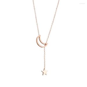 Colares pendentes 316l Aço inoxidável Moda de jóias finas minimalisme rosa ouro cor estrela lunar charms pingentes para mulheres