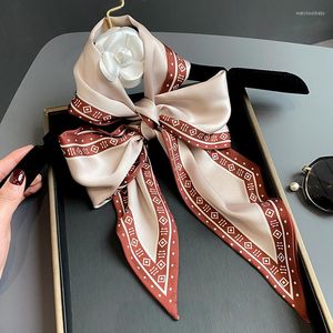 Schals 2023 Luxus Seide Skinny Schal Frauen Haarbänder Band Scrunchies Damen Schals Hals Krawatte Zubehör