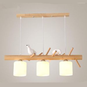 Chandeliers Creative Solid Wood Resin Small Bird E27 Bulb Led Lamps Restaurant Lustre Lighting Chandelier/droplight Z50