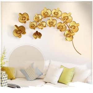 Wall Stickers Modern Creative 3D Wrought Iron Gold Magnolia Crafts Restaurant Living Room Decoration Home Sofa Background Mural Art