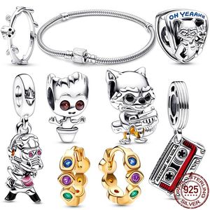 925 Sterling Silver Pandora Pendente Charm Anime Cute Figure Pearls Adequado para Pulseira DIY Feminino Jóias Acessórios de Moda Produção Entrega Gratuita