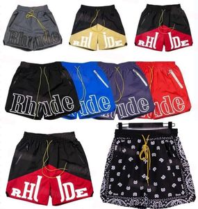 Rhude Hommes Mesh Shorts Mode Hommes Femmes Casual Skateboard Réfléchissant Hip Hop Plage Rhude Poche Haute Qualité Bordure Blanche Court Noir Bleu Gris Vert Asiatique Taille S-XL