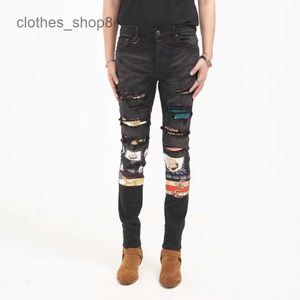designer jeans jeans jean amirres denim maschi pantaloni nuovi piedi elastici di fascia alta gust coreano moda giovane jeans neri 93a3