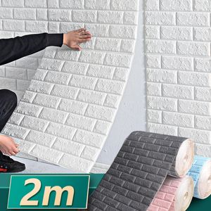 Украшение вечеринки длиной длиной 2 м 3D кирпичные наклейки на стенах DIY Self Adhesive Водонепроницаемая бумага для детской комнаты кухня дома 230510