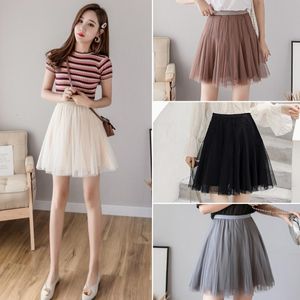 Saias Tingyili Mini Saias de Tulle Womens Black Bege Cinzy Coffee Pink Short Skirt Elegant Ladies Girls Tutu Skirt 230511