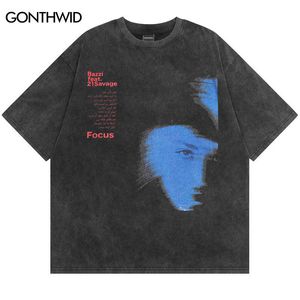 Męskie koszulki vintage t-koszulka męska streetwear Hip Hop Letter Graphic Print Tshirt Tshirt punk gotycka bawełniana koszulka Mężczyzn harajuku moda 230511