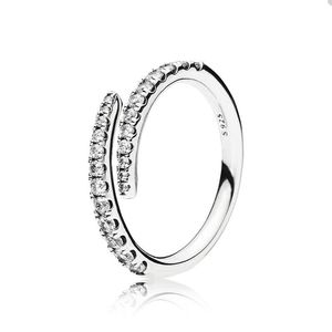 Linjer med gnistrande ring för Pandora 925 Sterling Silver Party Jewelry Designer Rings for Women Men Girl Gift Crystal Diamond Par's Ring with Original Box