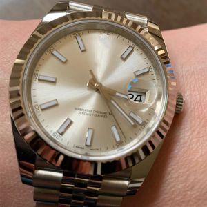 Качество AAA 3A Rolexs Datejust Band 41 мм Мужские часы с сапфировым стеклом с оригинальной зеленой коробкой 1263340 Автоматические часы Rolexwatch0888