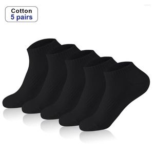 Men's Socks 5Pairs High Quality Spring Men Ankle Mesh Breathable Cotton Sports Medias Casual Athletic Thin Cut Short Black White Solid