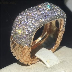 Cluster Rings Choucong Vintage Женский обещание кольцо Pave Cz 925 Серебряное обручальное кольцо для женщин.