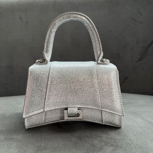 Clessidra moda Borsa tote con strass e diamanti intarsiati Borse da donna luccicanti Tracolla da uomo con tracolla Borsa di design in pelle di lusso piccola Pochette da sera