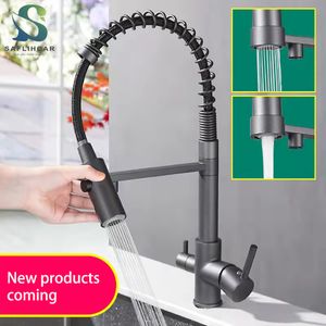 Kökskranar Filter Black Sink Faucet 360 graders rotation Vattenrening Track Dual Handle Cold Mixer TAPS 230510