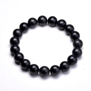 Nature Black Shungite Beads Energy Power Stretch Bracciali per uomo Donna Braccialetti Healing Meditation Jewelry
