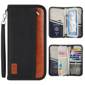 5st kortinnehavare Kvinnor Män unisex Oxford Långt lapptäcke multifunktionellt RFID Travel Passport Cover Storage Bag