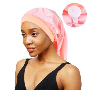 Reusable Waterproof Satin Shower Cap Towel Bath Sleep Hats For Women Long Hair Natural Curly Hair Quick Drying Soft Bonnet