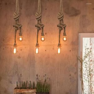 Pendant Lamps Vintage Rope Lights Loft E27 Light Base Indoor Lighting Lamp DIY For Kitchen Cafe Bar Decor Hanglamp