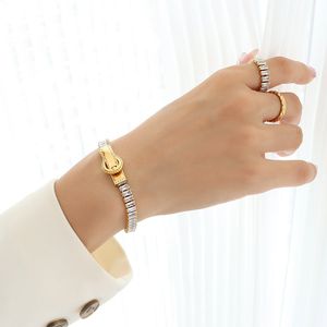 New Jewelry Women's Bracelet Shiny Color Zircon Belt Buckle Elastic Rope Bracelet Christmas Gift Fashion Jewelry Accessories